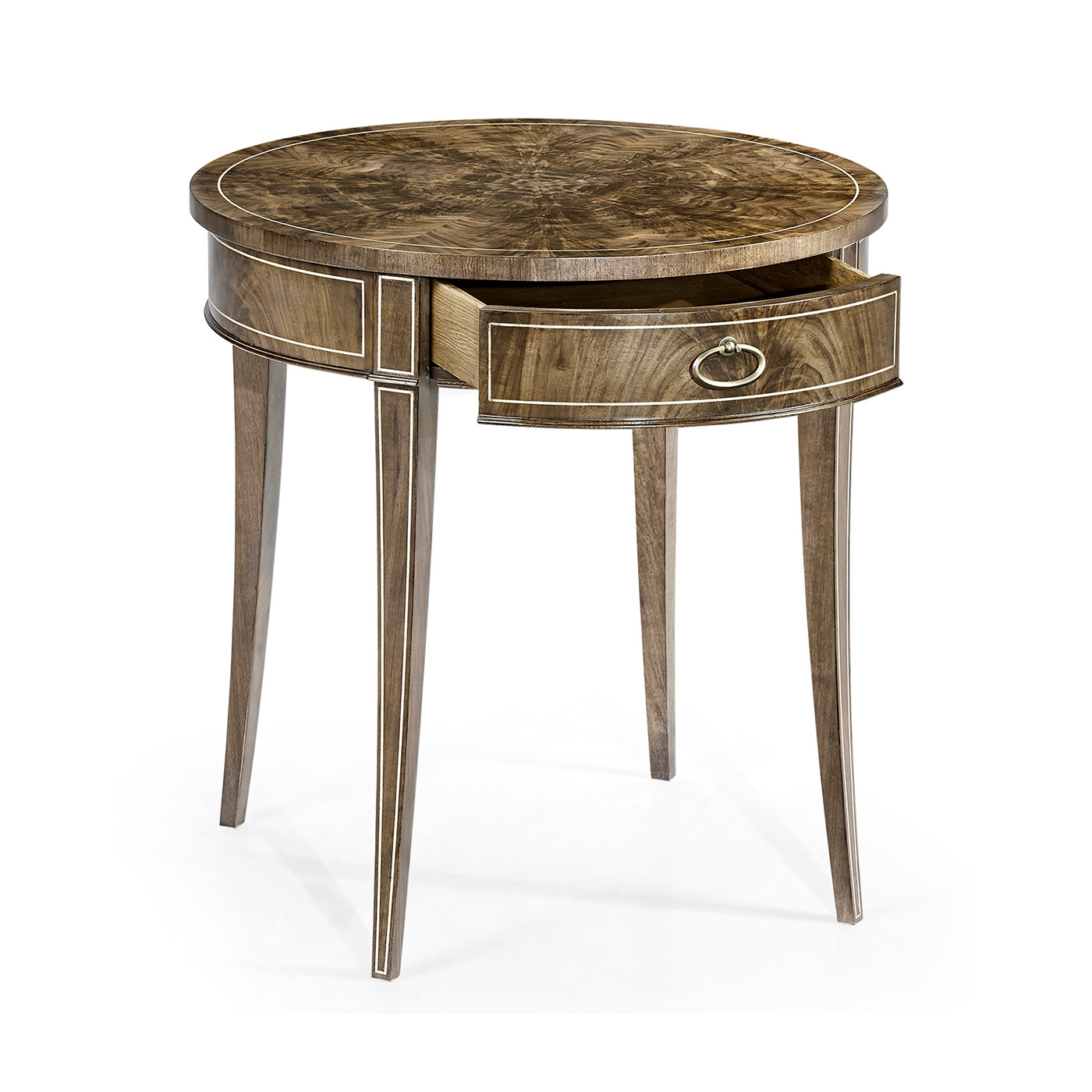 Round Bleached Walnut Side Table