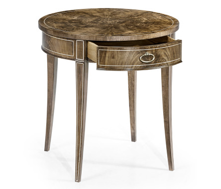 Round Bleached Walnut Side Table