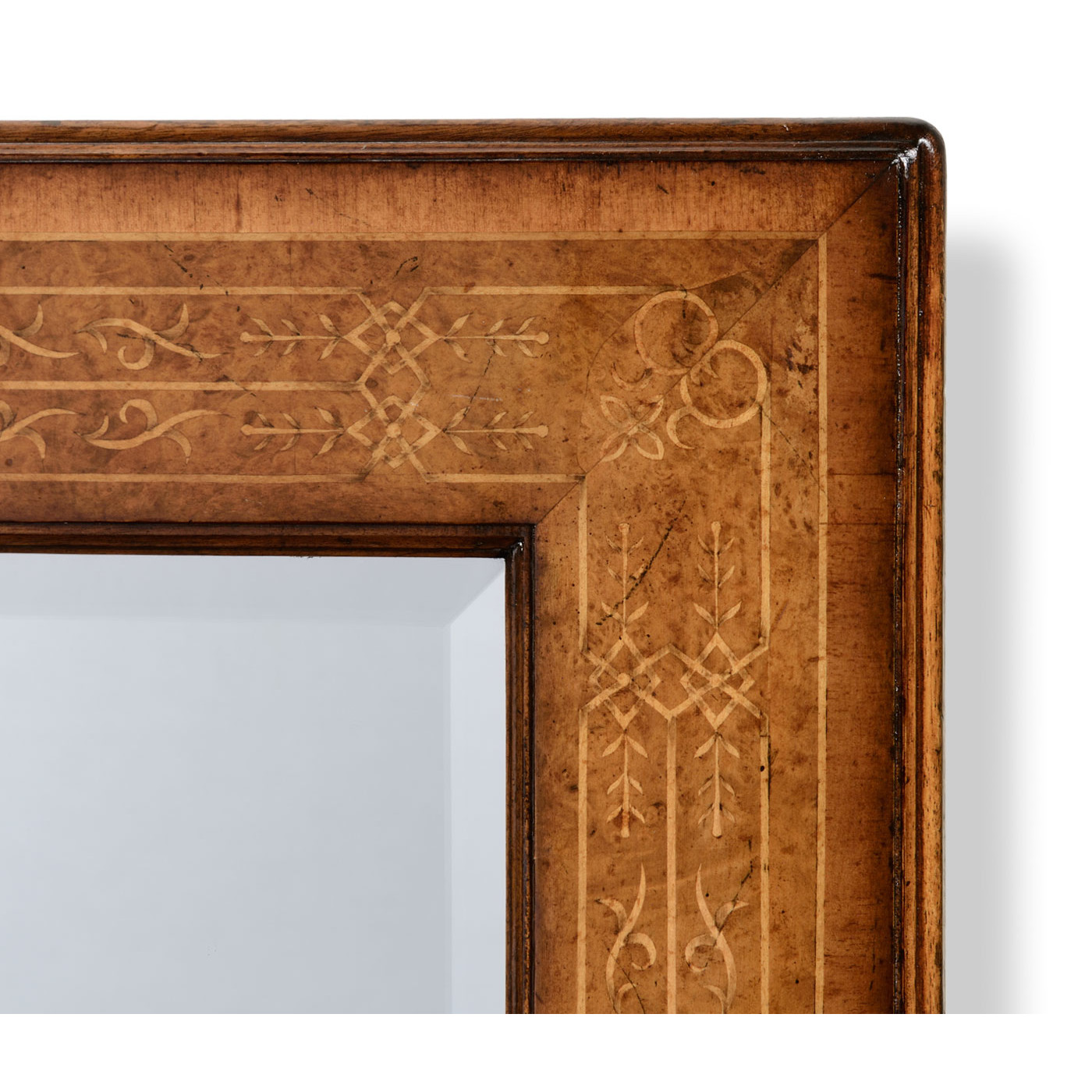 Rectangular burl walnut veneer mirror