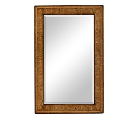 Rectangular burl walnut veneer mirror