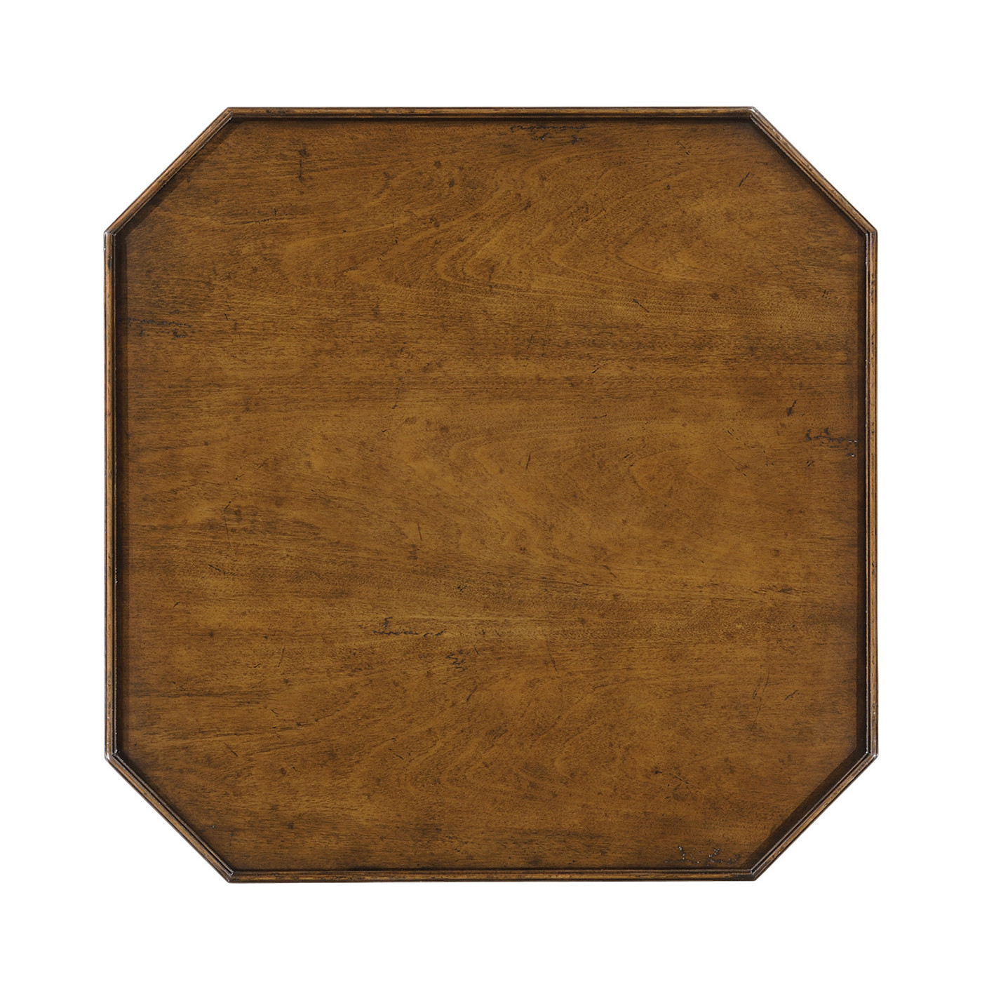 Square Walnut Side Table with Brass Capped Feet