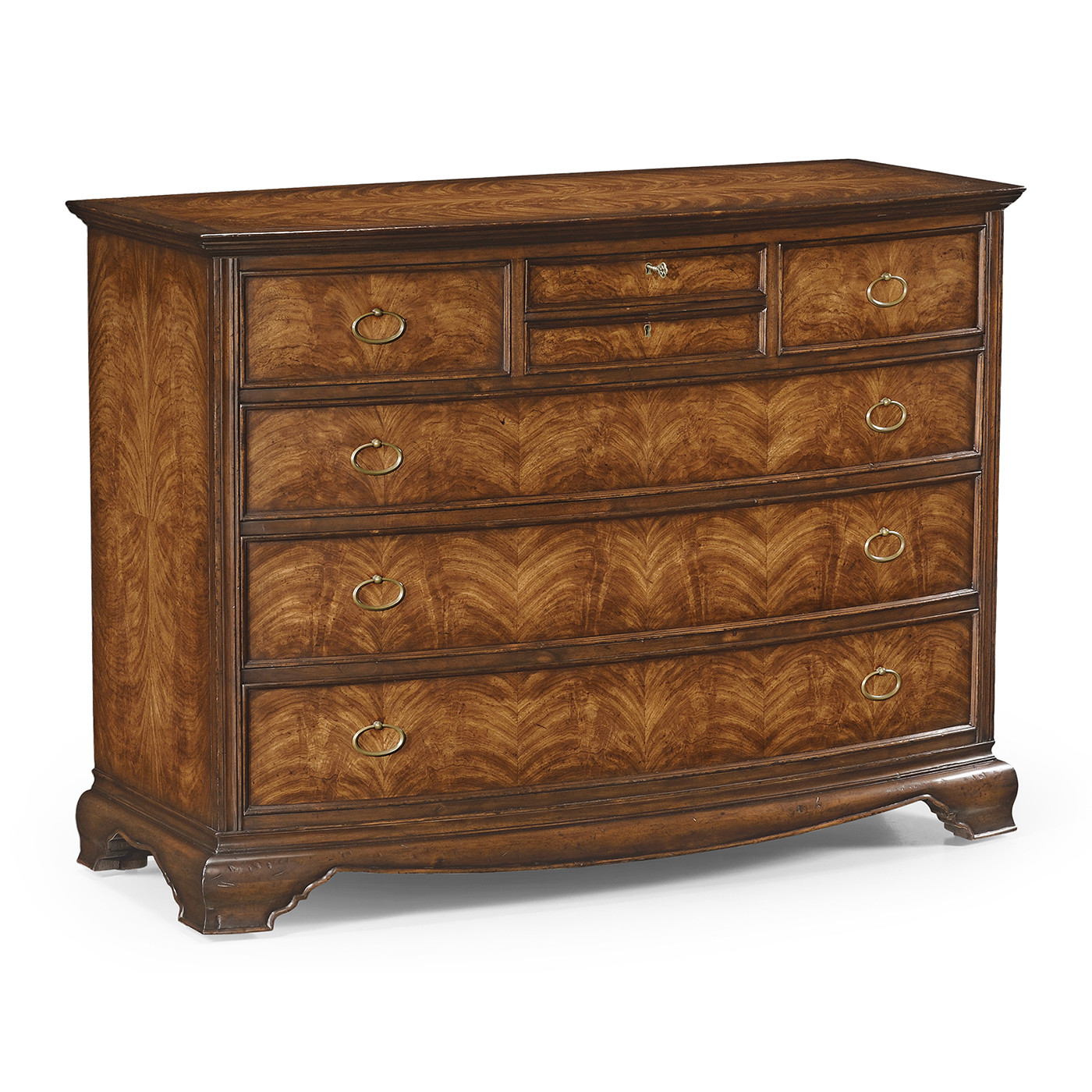 Crotch walnut chest of drawers