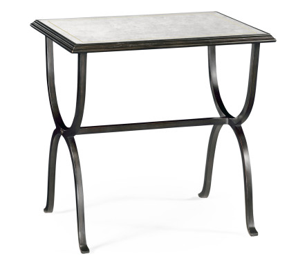 Églomisé & Bronze Iron Rectangular Side Table