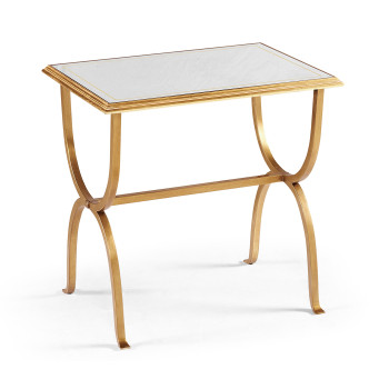 Églomisé & Gilded Iron Rectangular Side Table