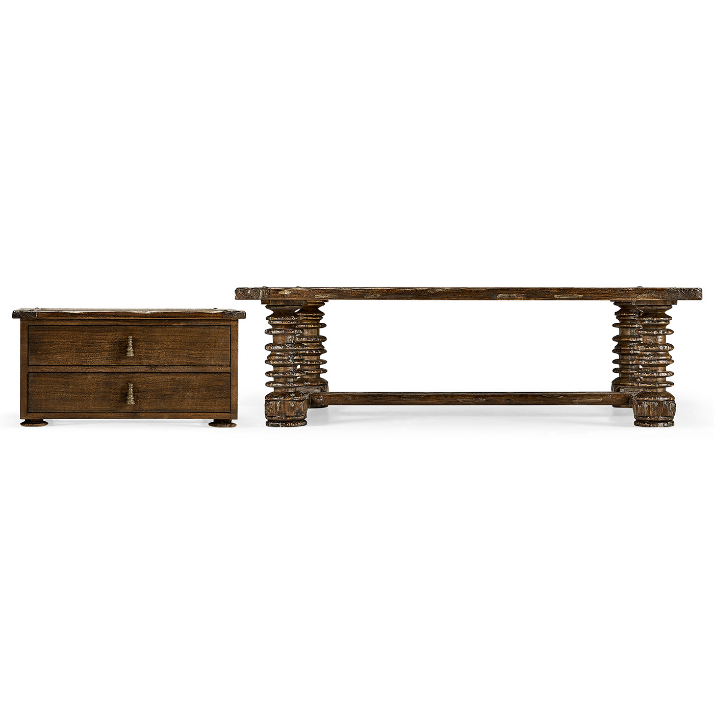 Turned Leg Heavy Distressed Games/Coffee Table