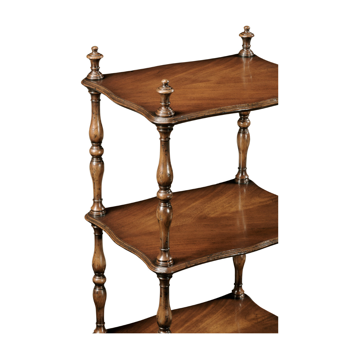 Mahogany Four-Tier Étagère with Serpentine Shelf (Narrow)