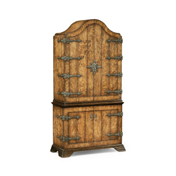 Spanish style crotch walnut drinks cabinet