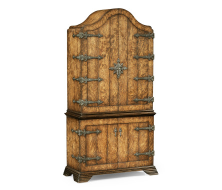 Spanish style crotch walnut drinks cabinet