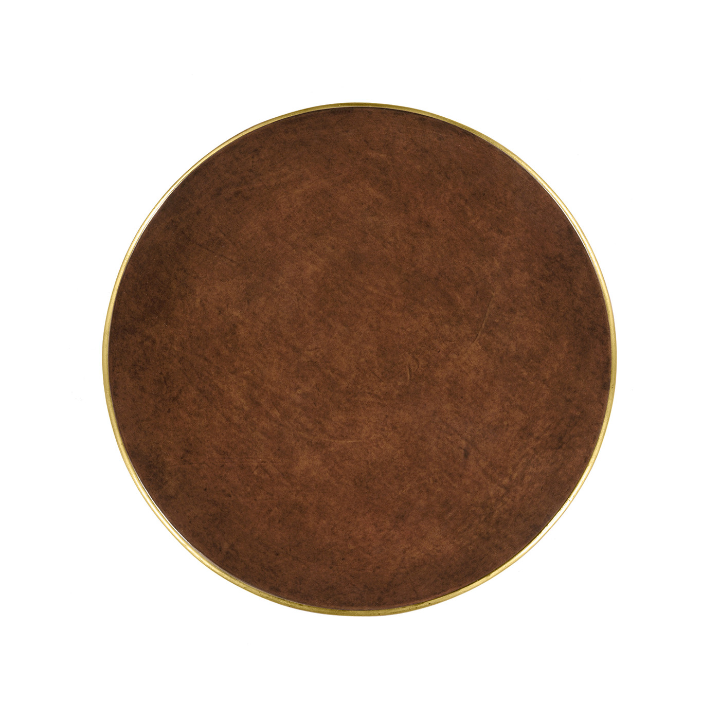 Leather Top & Gilded Iron Side Table