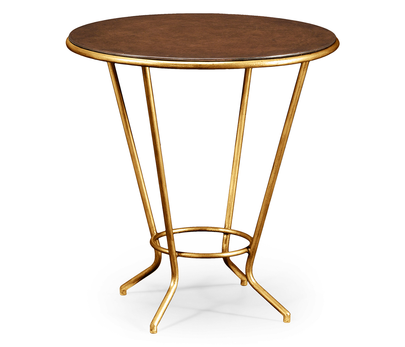 Leather Top & Gilded Iron Side Table