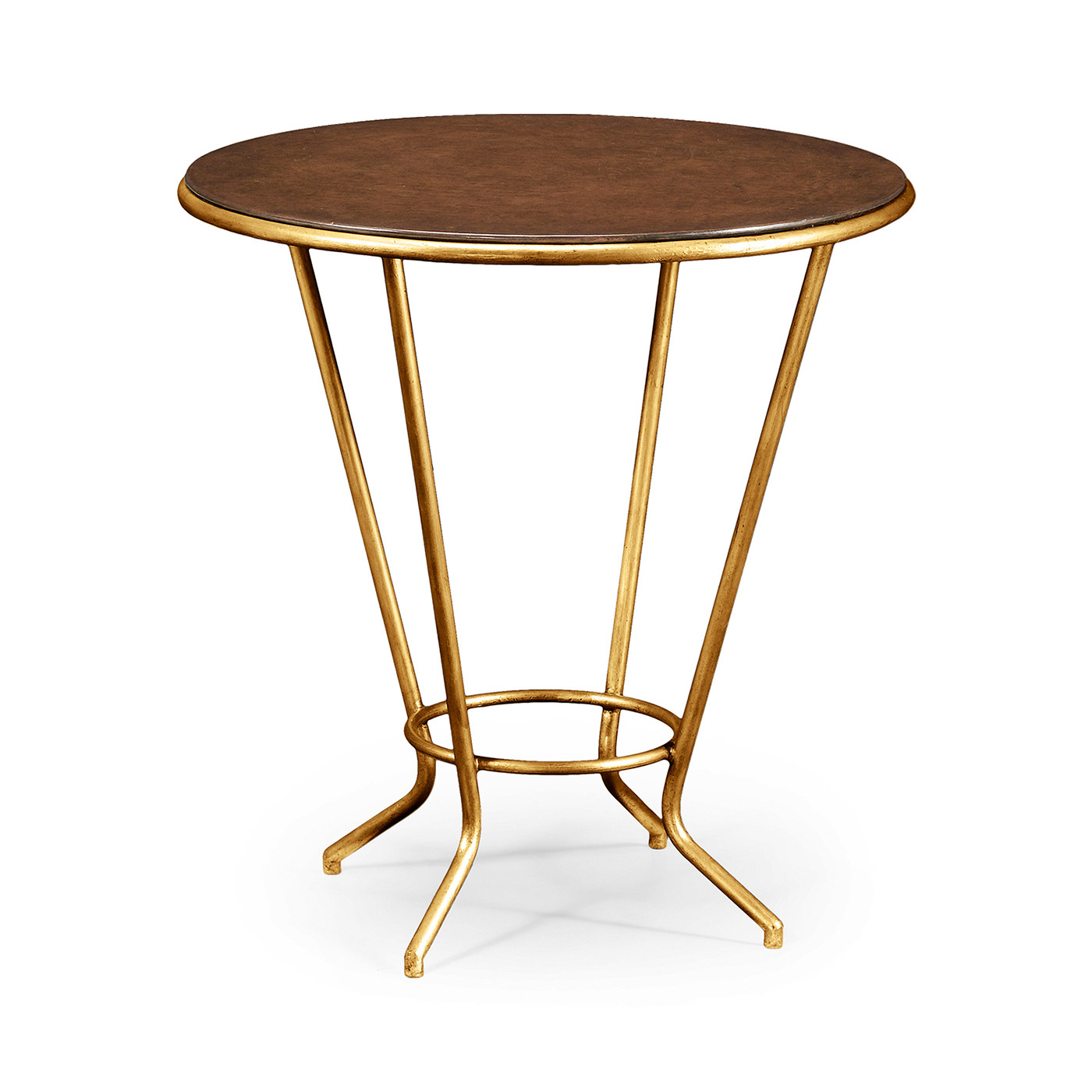 Leather Top & Gilded Iron Side Table