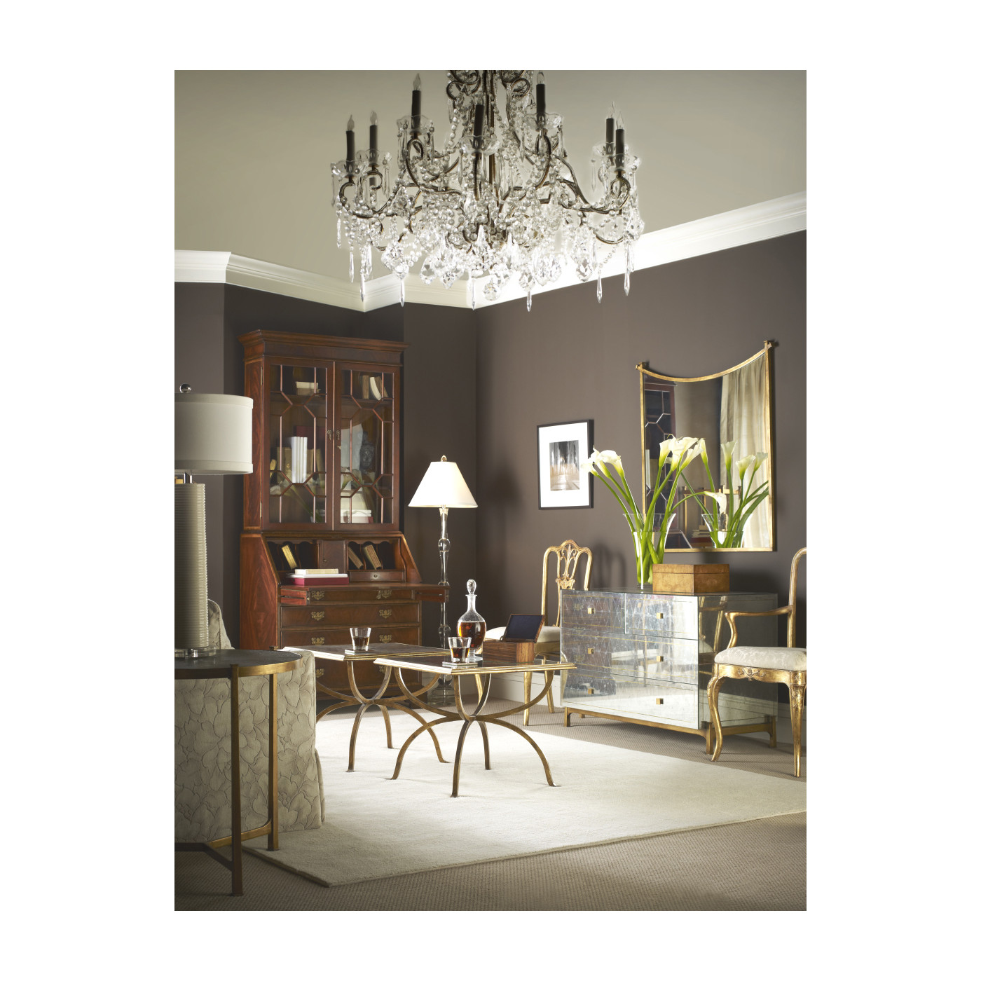 Ivory Scagliola & Gilded Medium Iron Lamp Table