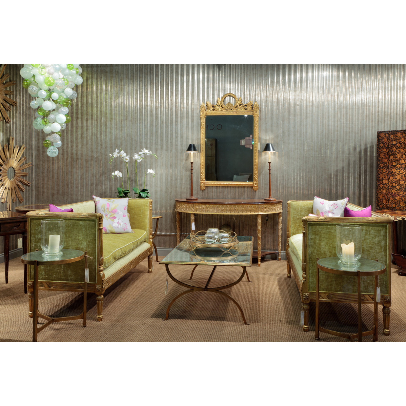 Ivory Scagliola & Gilded Medium Iron Lamp Table