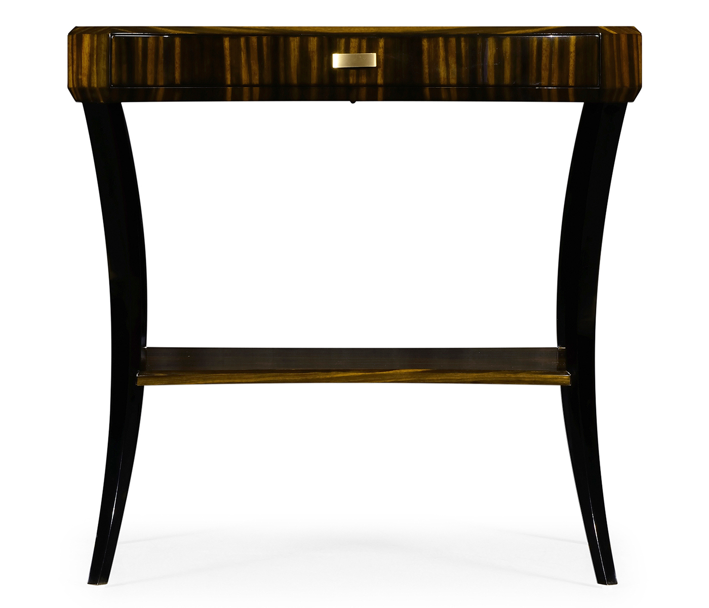 Rectangular Art Deco Macassar Ebony High Lustre Side Table with Drawer