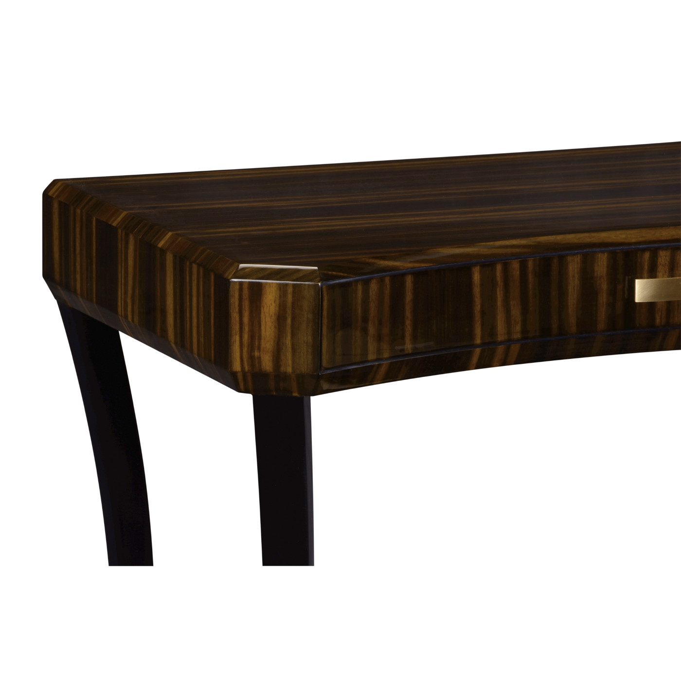 Rectangular Art Deco Macassar Ebony High Lustre Side Table with Drawer