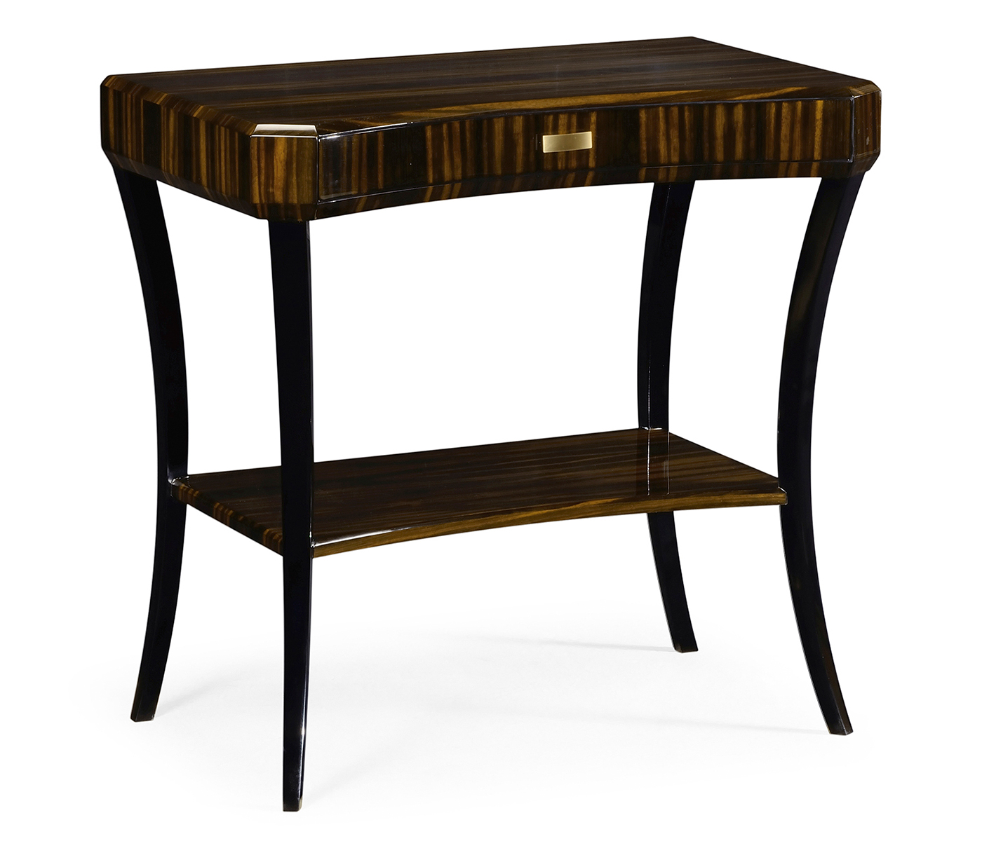 Rectangular Art Deco Macassar Ebony High Lustre Side Table with Drawer