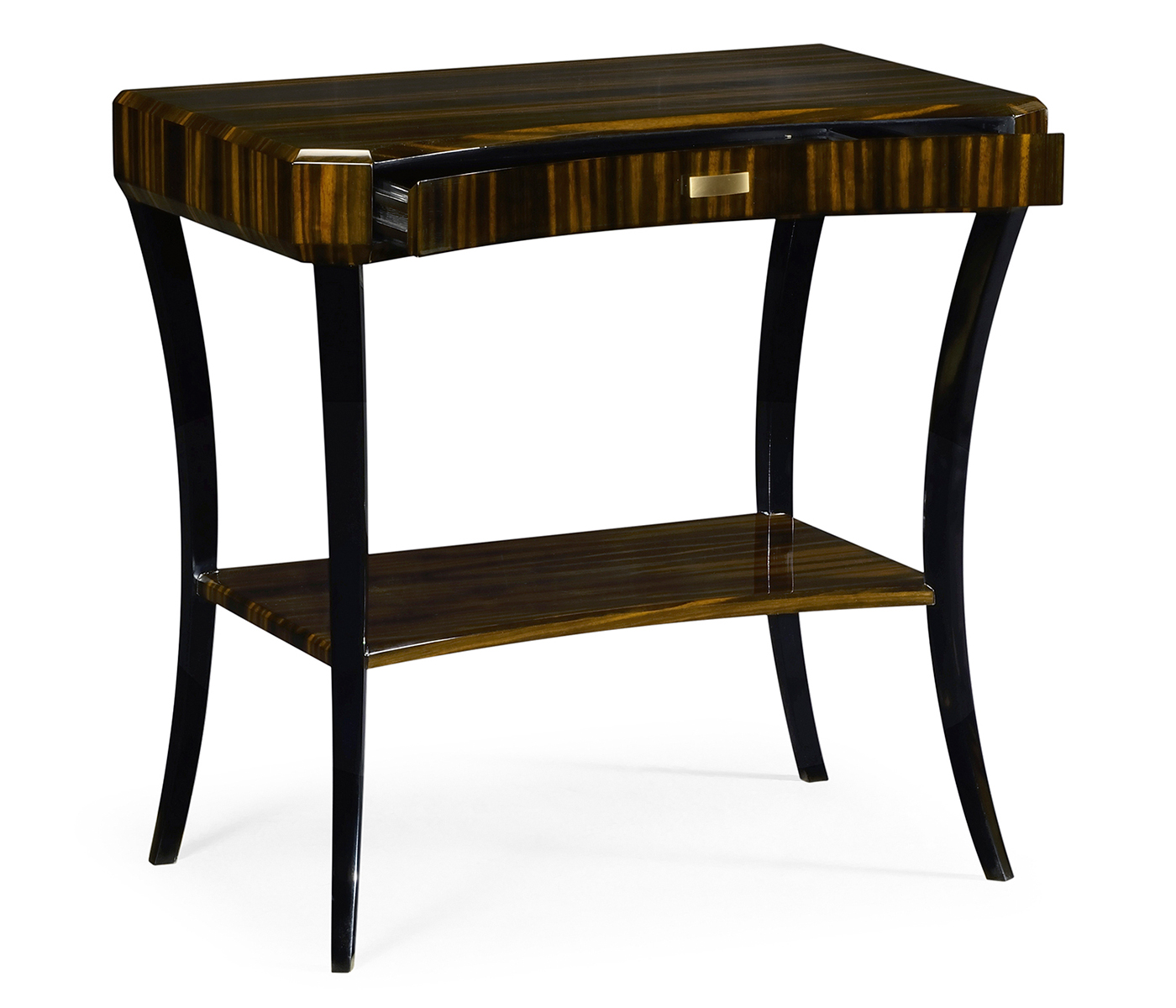 Rectangular Art Deco Macassar Ebony High Lustre Side Table with Drawer