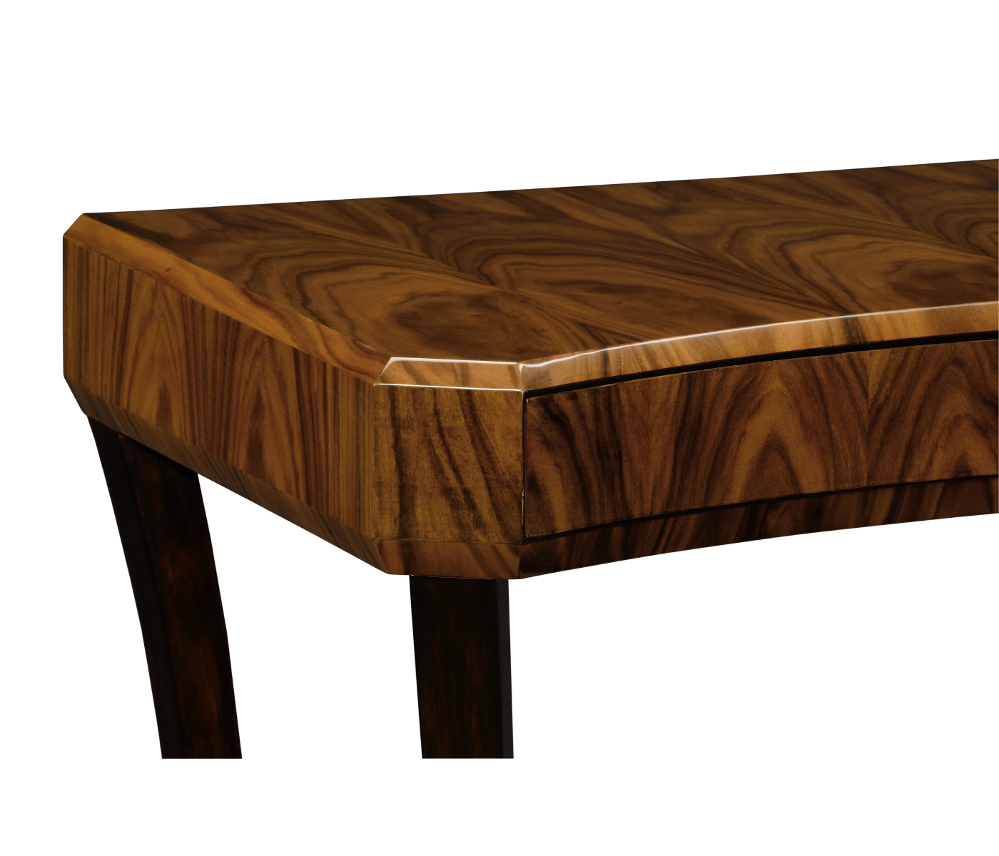 Art Deco High Lustre Rectangular Side Table with Drawer 