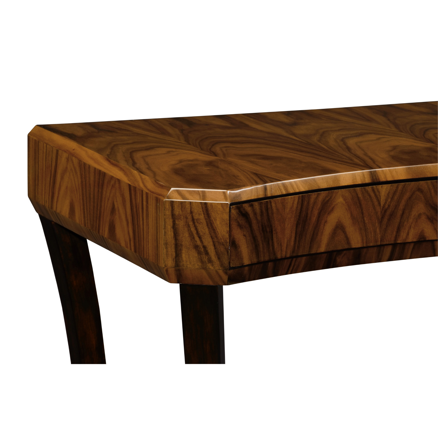 Art Deco High Lustre Rectangular Side Table with Drawer 