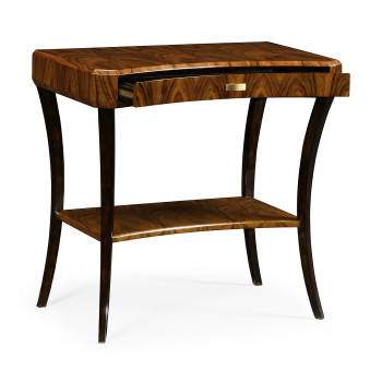 Art Deco High Lustre Rectangular Side Table with Drawer 