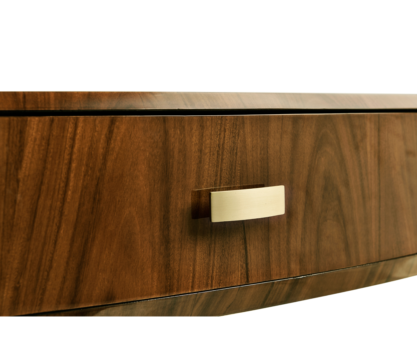 Art Deco High Lustre Large Demilune Console Table with Drawer