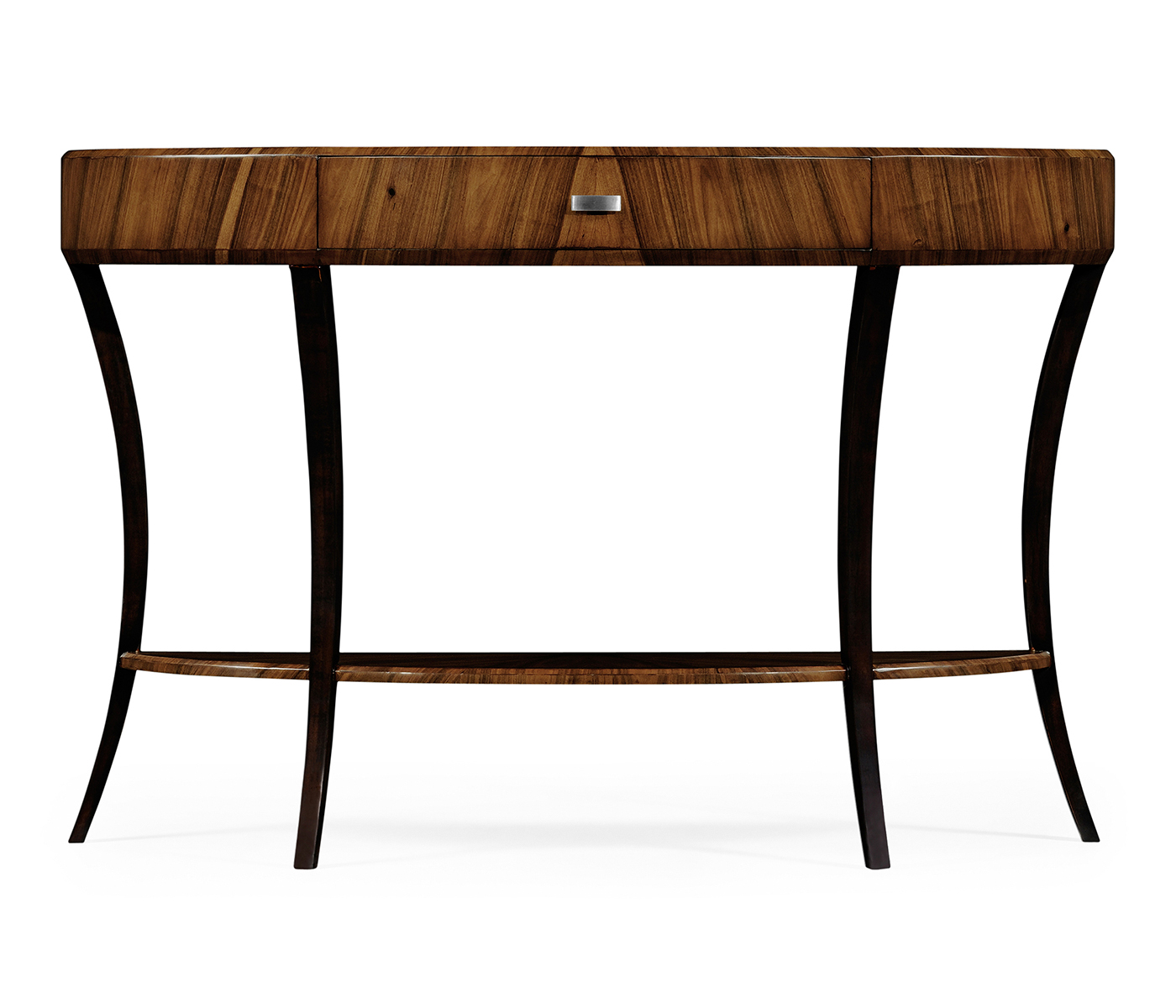 Art Deco large demilune console table with drawer and stainless steel handle (Satin)