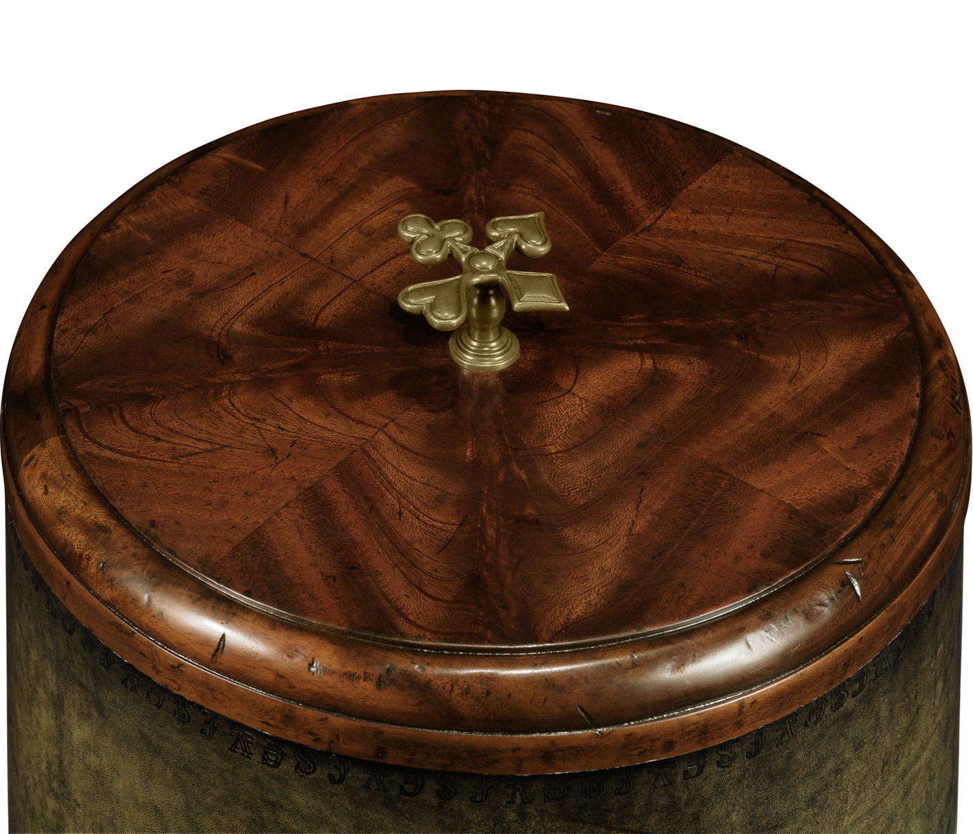 Round Mahogany Poker Chip Box