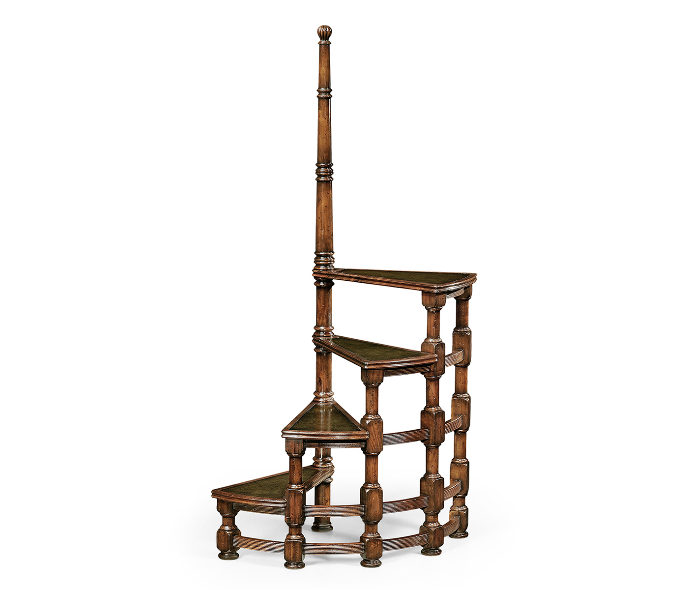 Anitqu Mahogany Library Stairs with Central Post