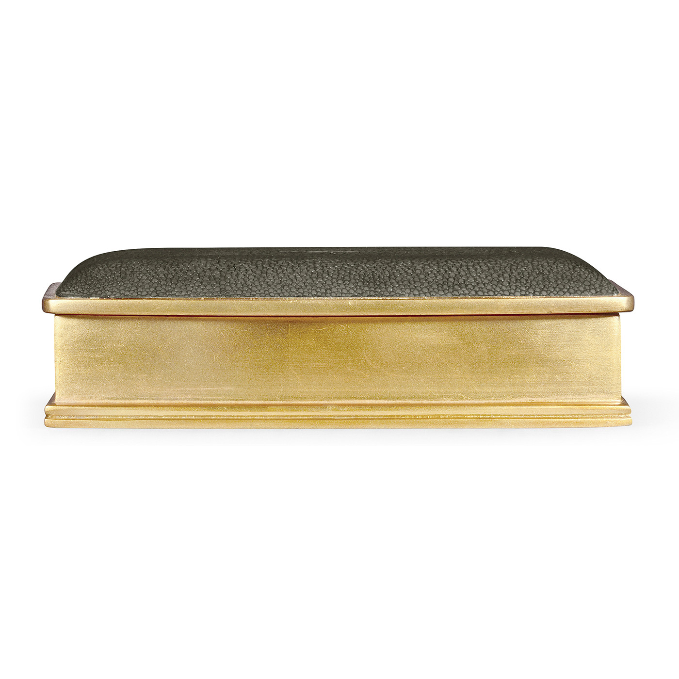 Anthracite Faux Shagreen Gilded Leaf Box