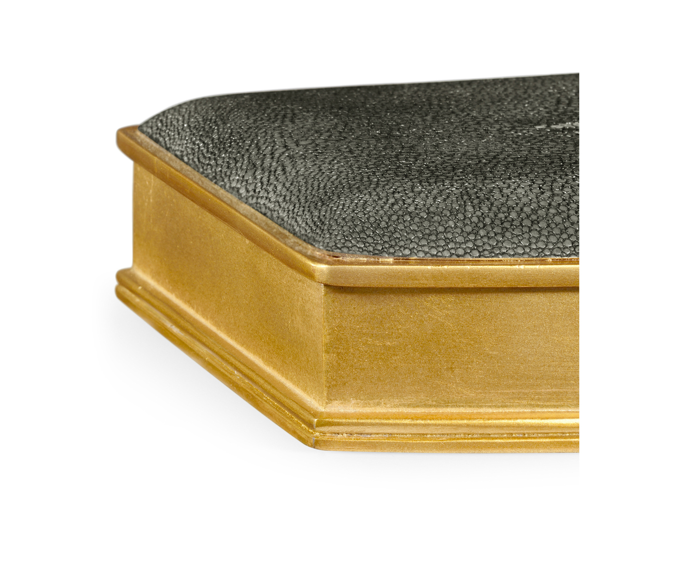 Anthracite Faux Shagreen Gilded Leaf Box