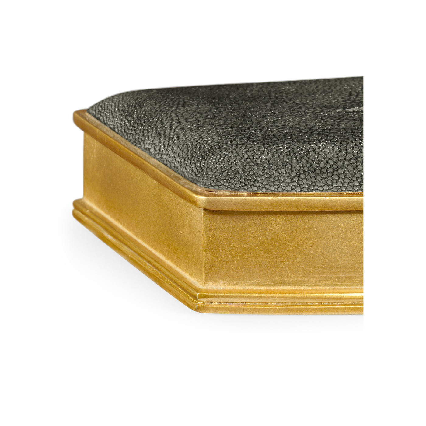 Anthracite Faux Shagreen Gilded Leaf Box