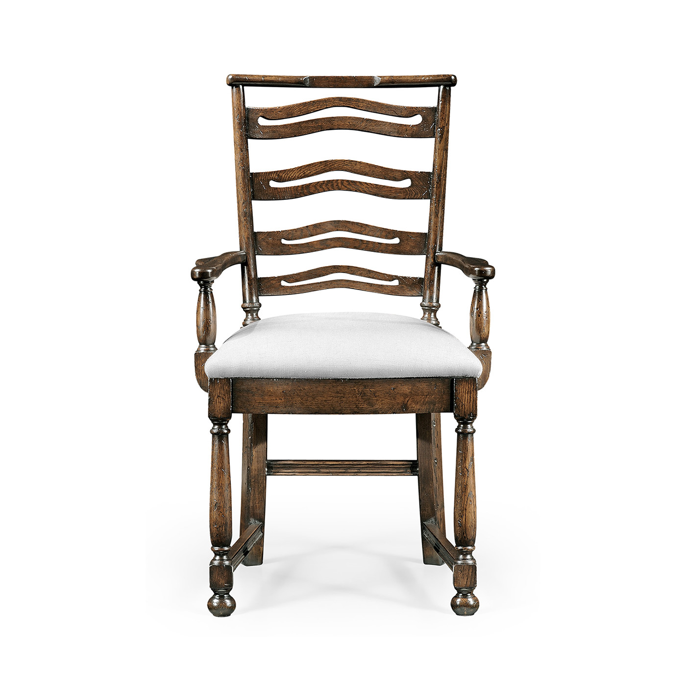 Oak Pierced Ladder Back Country Arm Chair