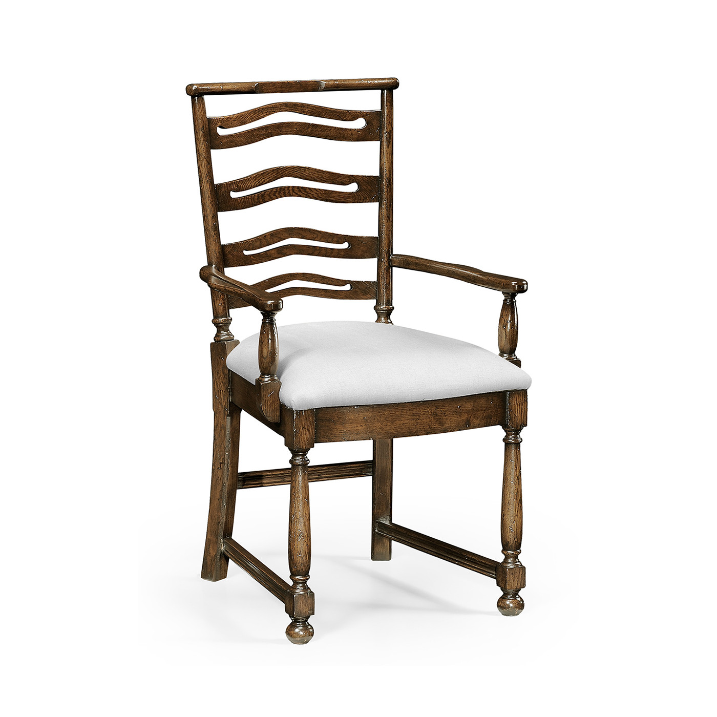 Oak Pierced Ladder Back Country Arm Chair