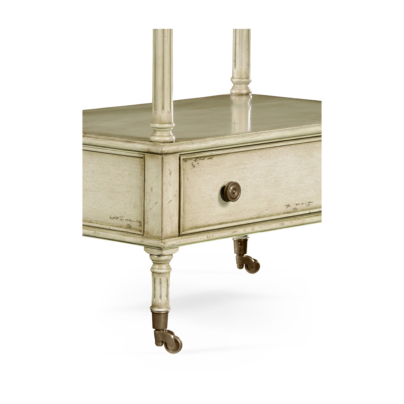 Three-tier grey rub-through étagère