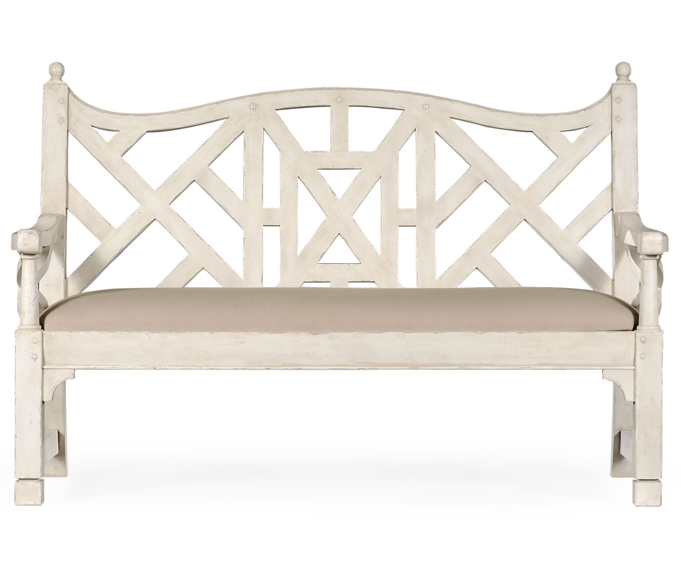 White Painted Lattice Work Bench