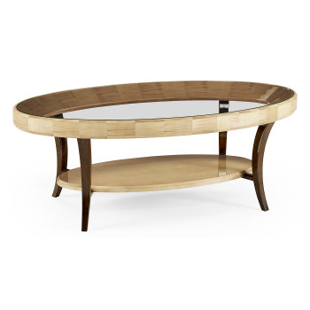 Art Deco Oval Glass Topped Coffee Table