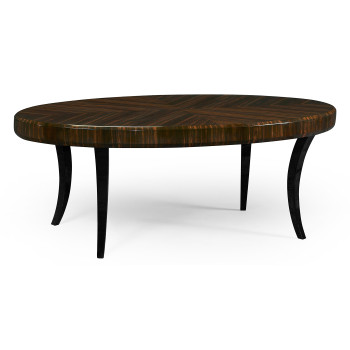 Oval Art Deco Macassar Ebony High Lustre Coffee Table