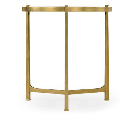 Large Green Round Faux Shagreen Gilded Side Table