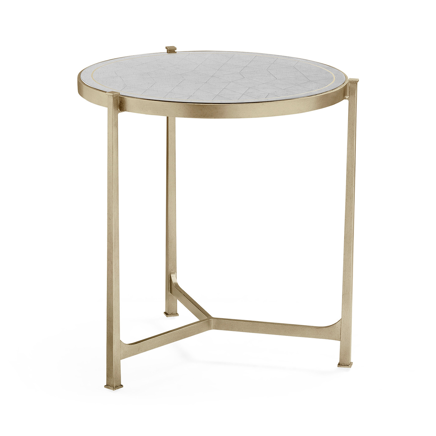 Large Églomisé & Silver Iron Lamp Table