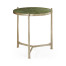 Large Green Round Faux Shagreen Silver Side Table