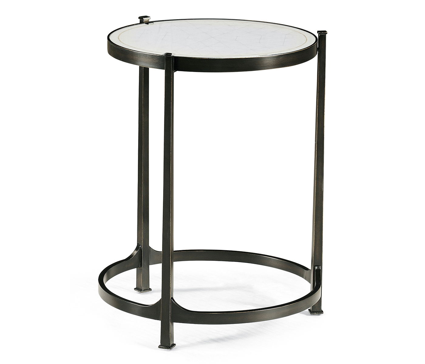 Églomisé & Bronze Iron Round Nest of Tables