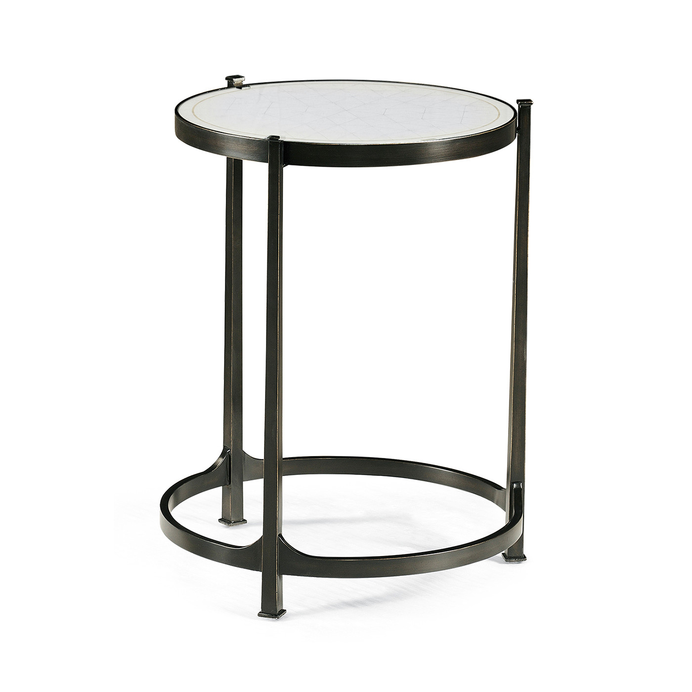 Églomisé & Bronze Iron Round Nest of Tables