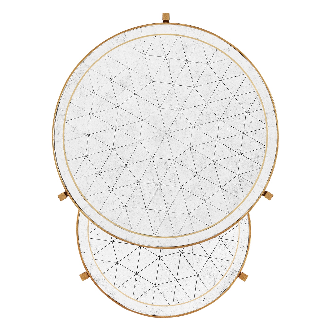 Églomisé & Gilded Iron Round Nest of Tables