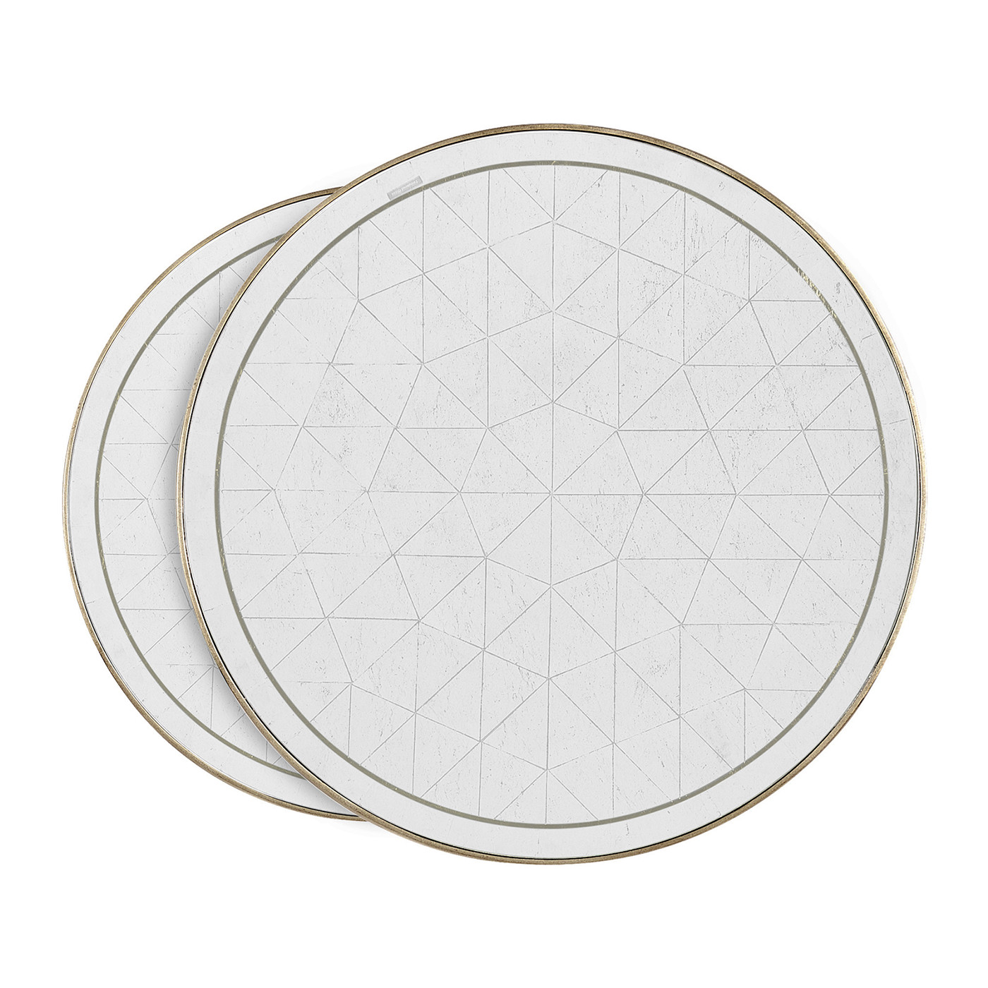 Églomisé & Silver Iron Round Nest of Tables