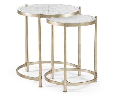 Églomisé & Silver Iron Round Nest of Tables