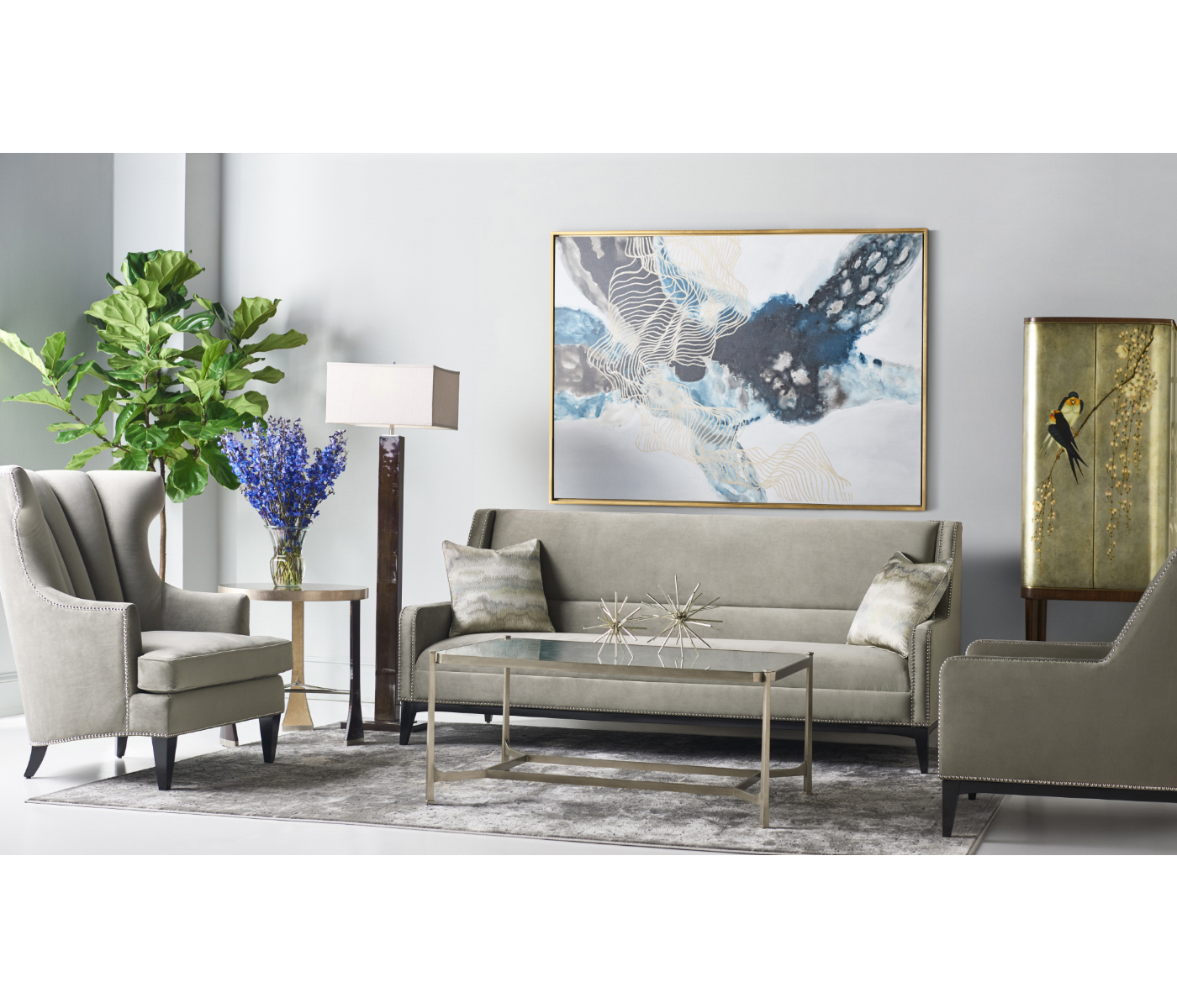 Antique Mirror & Bronze Rectangular Coffee Table