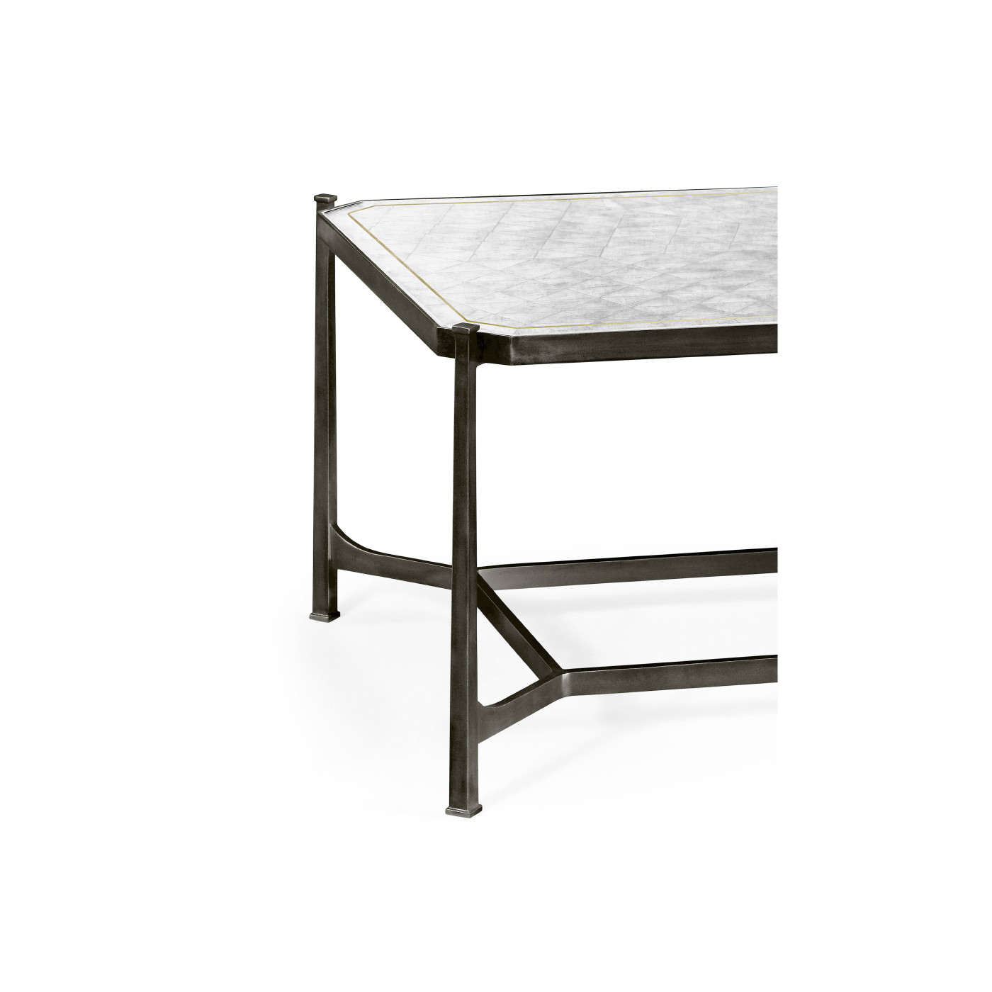 Églomisé & Bronze Iron Rectangular Coffee Table