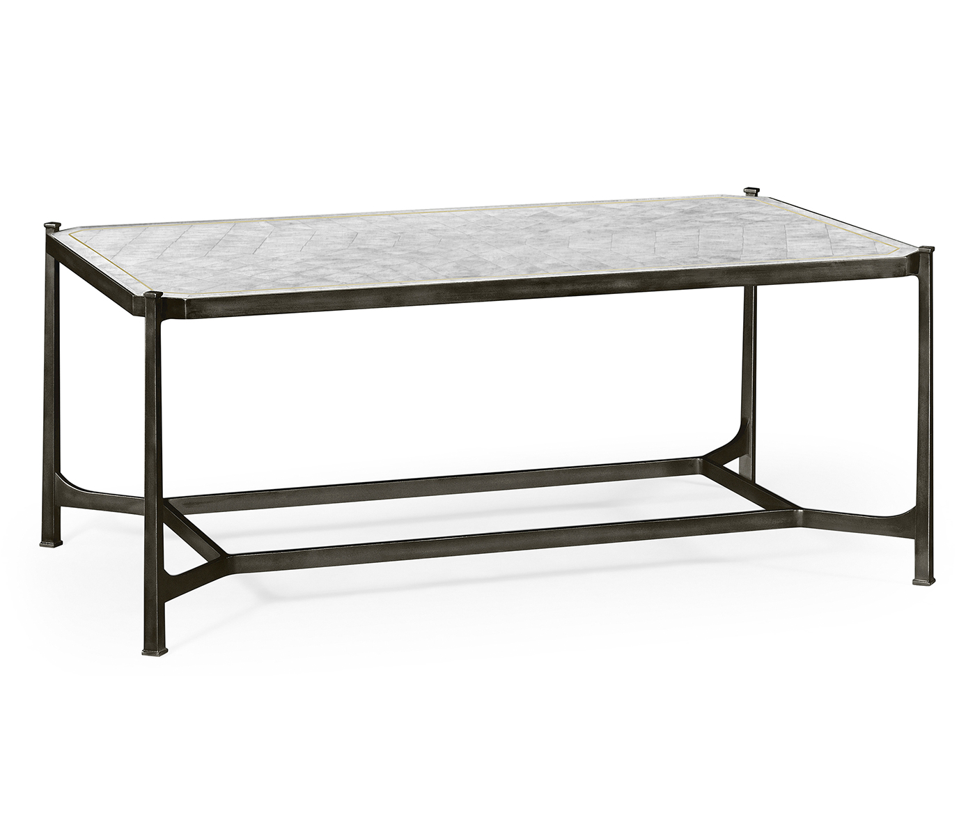 Églomisé & Bronze Iron Rectangular Coffee Table