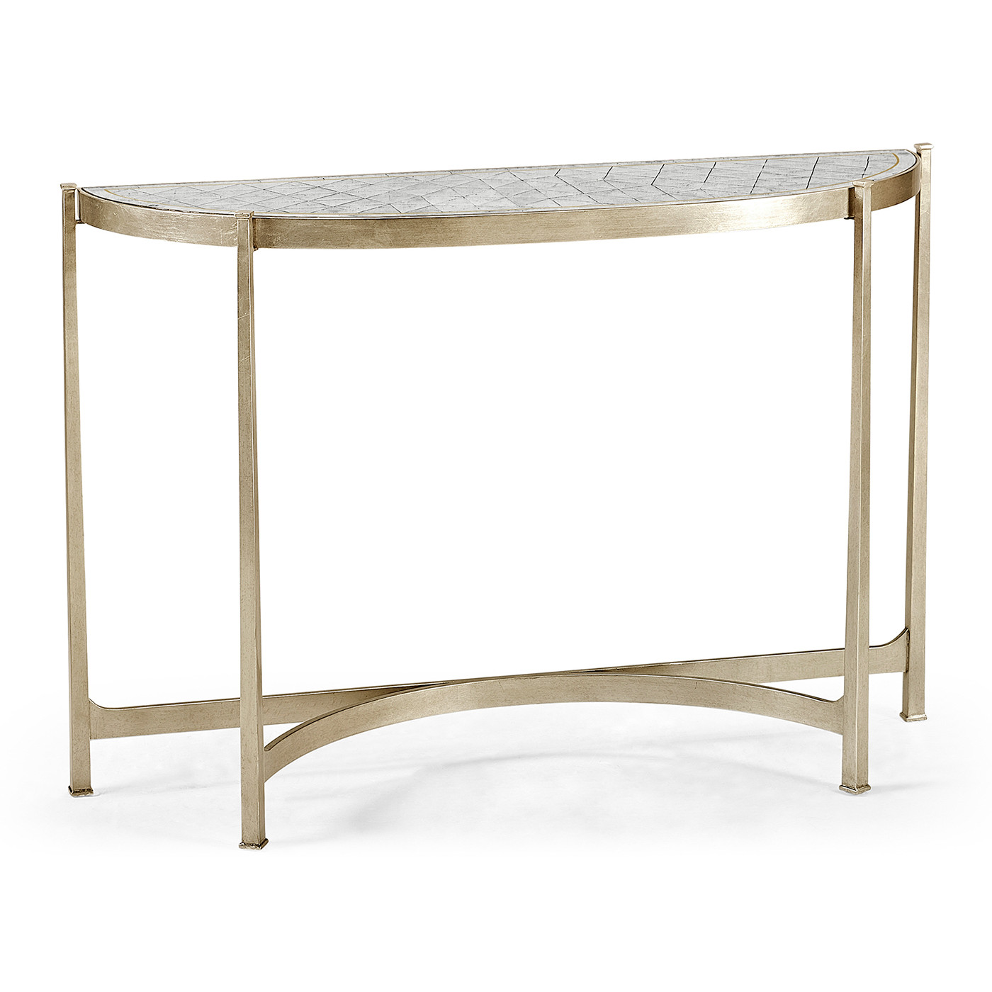 Large Églomisé & Silver Iron Demilune Console