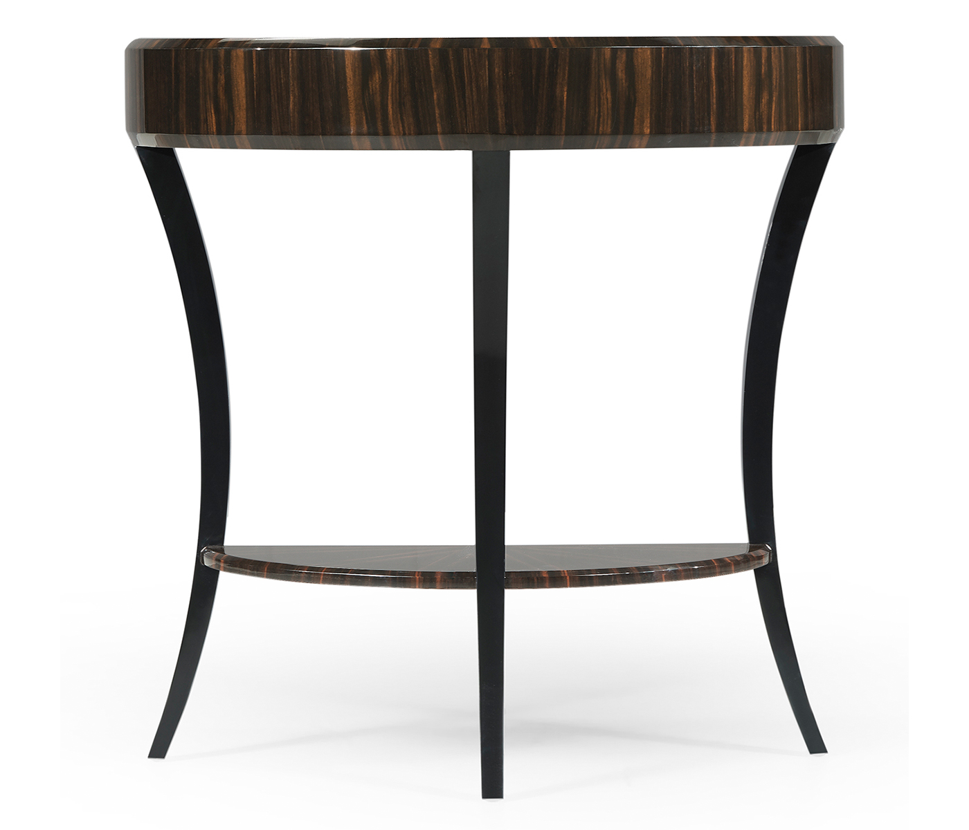 Small Demilune Art Deco Macassar Ebony High Lustre Console Table